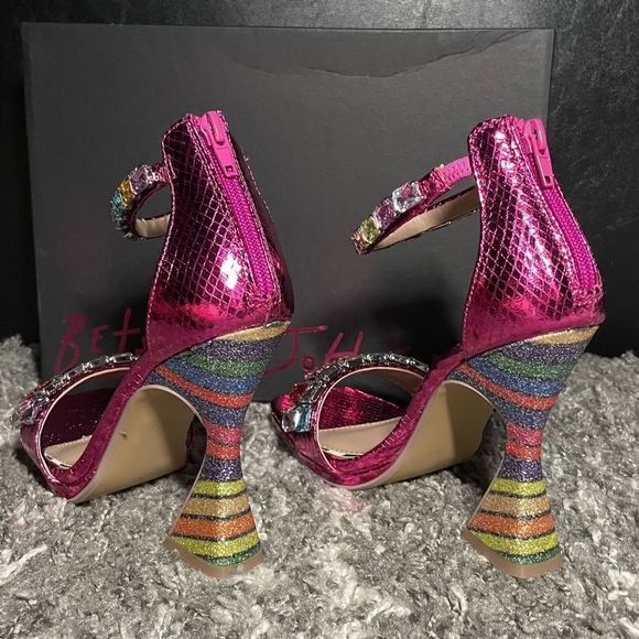 NIB Betsey Johnson Emani Embellished Flared Heel Sandals - Picture 5 of 8